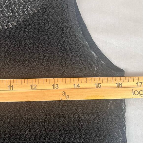 Eileen Fisher Herringbone Open Knit Lace Tank Dress Size Small Sheer Black - Picture 9 of 11